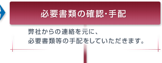 必要書類の確認・手配 弊社からの連絡を元に、必要書類等の手配をしていただきます。